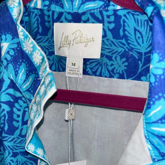 BNWT Lilly Pulitzer Drena Dress, Breezy Aqua Jungle Escape Engineered, Size 14. - Picture 6 of 7